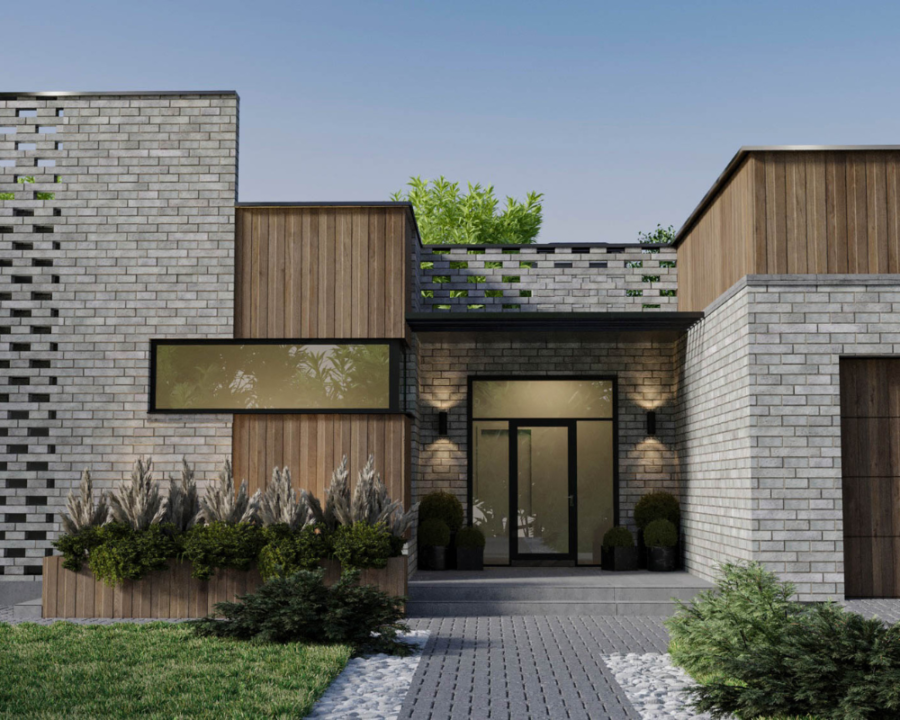 Rendu 3D détaillé du plan de maison moderne conçu par les architectes de Pammax Design & Architecture, montrant l'architecture.