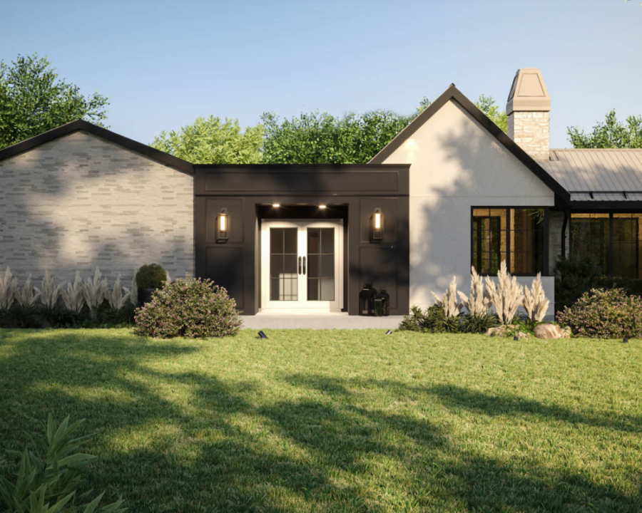 Rendu 3D détaillé du plan de maison moderne conçu par les architectes de Pammax Design & Architecture, montrant l'architecture.