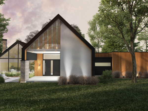 Rendu 3D détaillé du plan de maison moderne conçu par les architectes de Pammax Design & Architecture, montrant l'architecture.