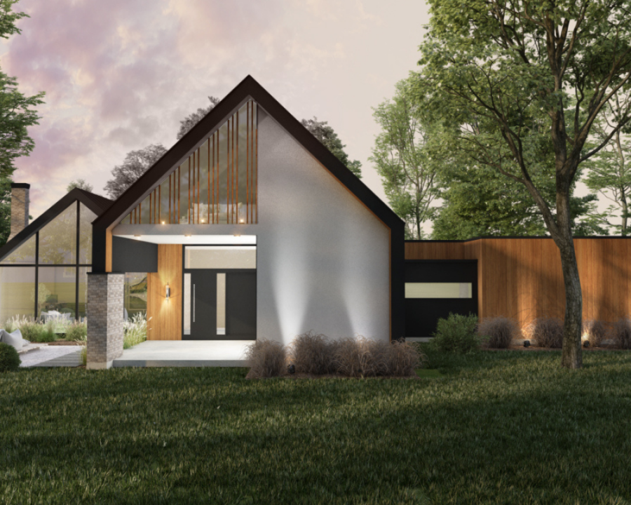 Rendu 3D détaillé du plan de maison moderne conçu par les architectes de Pammax Design & Architecture, montrant l'architecture.