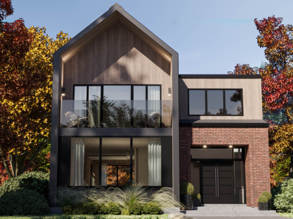 Rendu 3D détaillé du plan de maison moderne conçu par les architectes de Pammax Design & Architecture, montrant l'architecture.