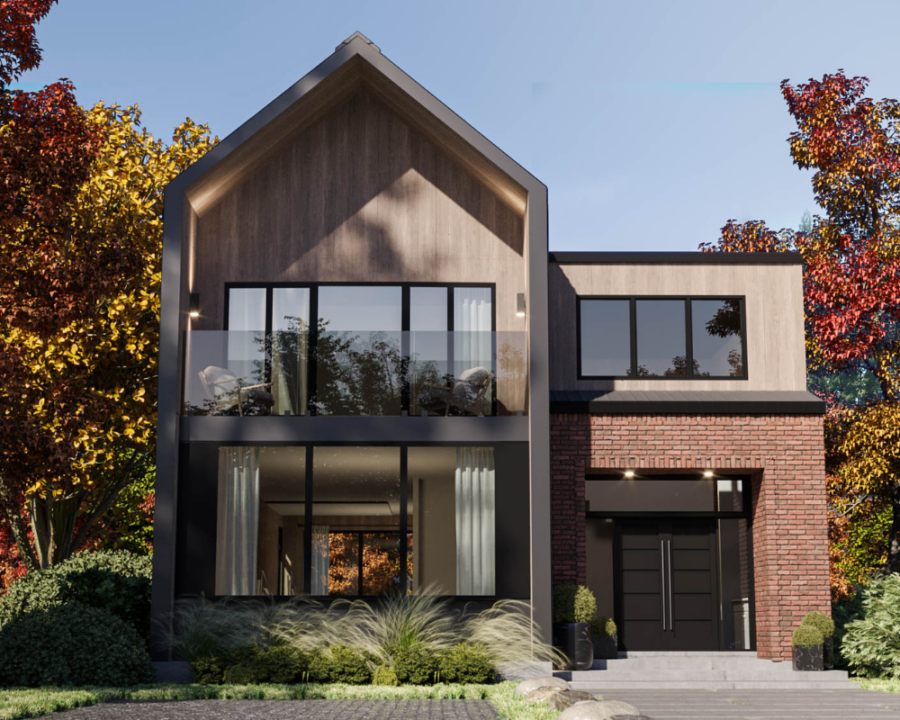 Rendu 3D détaillé du plan de maison moderne conçu par les architectes de Pammax Design & Architecture, montrant l'architecture.