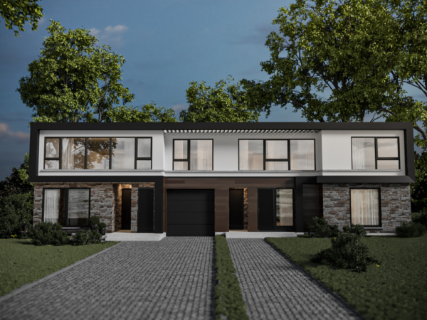 Rendu 3D détaillé du plan de maison moderne conçu par les architectes de Pammax Design & Architecture, montrant l'architecture.