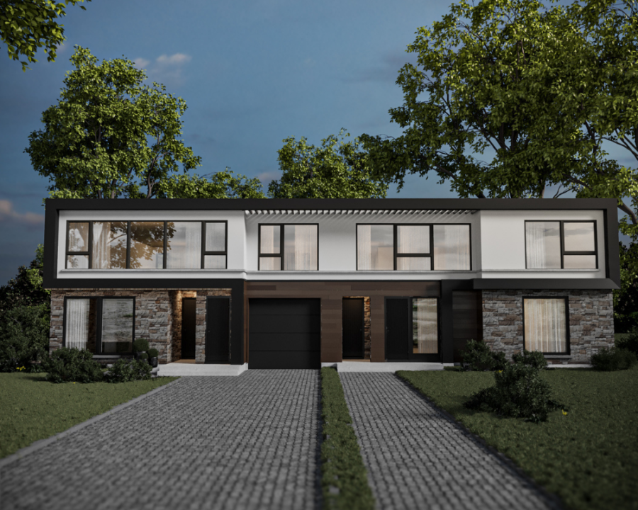 Rendu 3D détaillé du plan de maison moderne conçu par les architectes de Pammax Design & Architecture, montrant l'architecture.
