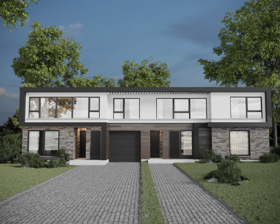Rendu 3D détaillé du plan de maison moderne conçu par les architectes de Pammax Design & Architecture, montrant l'architecture.