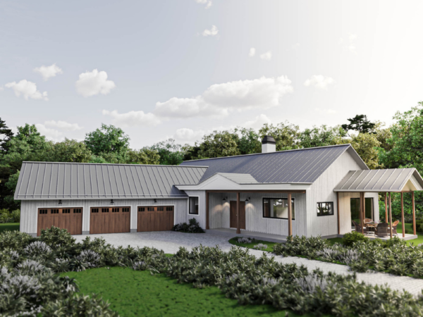 Rendu 3D détaillé du plan de maison moderne conçu par les architectes de Pammax Design & Architecture, montrant l'architecture.