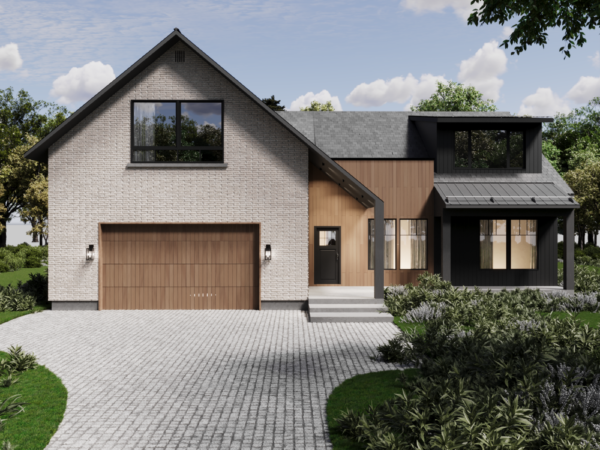 Rendu 3D détaillé du plan de maison moderne conçu par les architectes de Pammax Design & Architecture, montrant l'architecture.