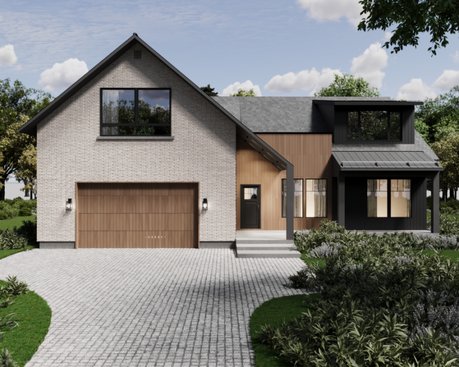Rendu 3D détaillé du plan de maison moderne conçu par les architectes de Pammax Design & Architecture, montrant l'architecture.