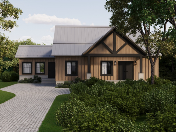 Rendu 3D détaillé du plan de maison moderne conçu par les architectes de Pammax Design & Architecture, montrant l'architecture.