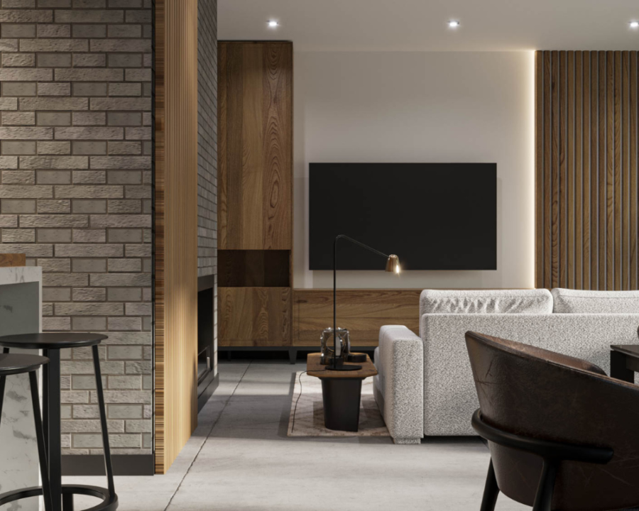 Rendu 3D détaillé du plan de maison moderne conçu par les architectes de Pammax Design, montrant l'architecture.
