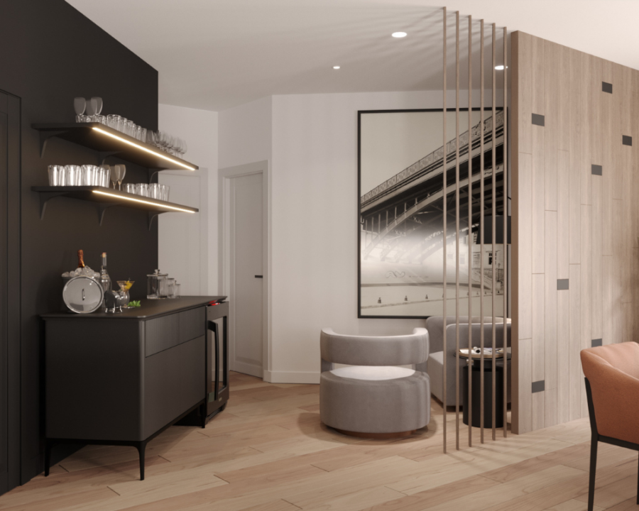 Rendu 3D détaillé du plan de maison conçu par les architectes de Pammax Design, montrant l'architecture.