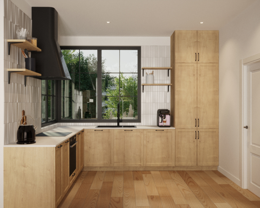 Rendu 3D détaillé du plan de maison conçu par les architectes de Pammax Design, montrant l'architecture.