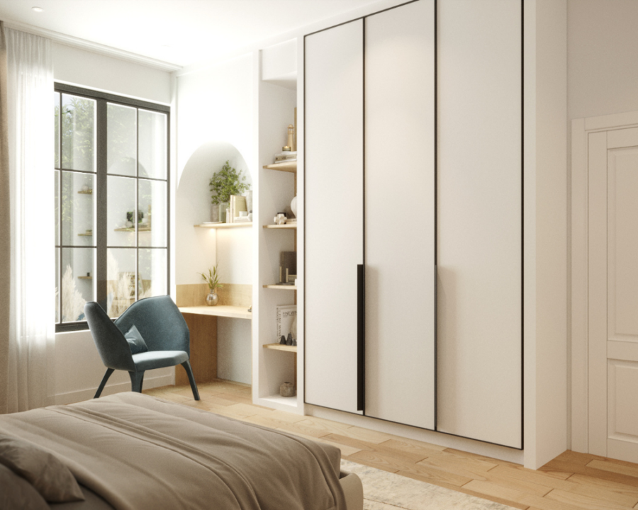 Rendu 3D détaillé du plan de maison conçu par les architectes de Pammax Design, montrant l'architecture.
