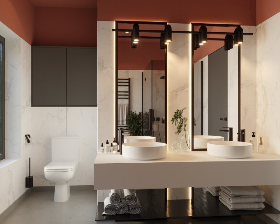 Rendu 3D détaillé du plan de maison Scandinave conçu par les architectes de Pammax Design, montrant l'architecture.