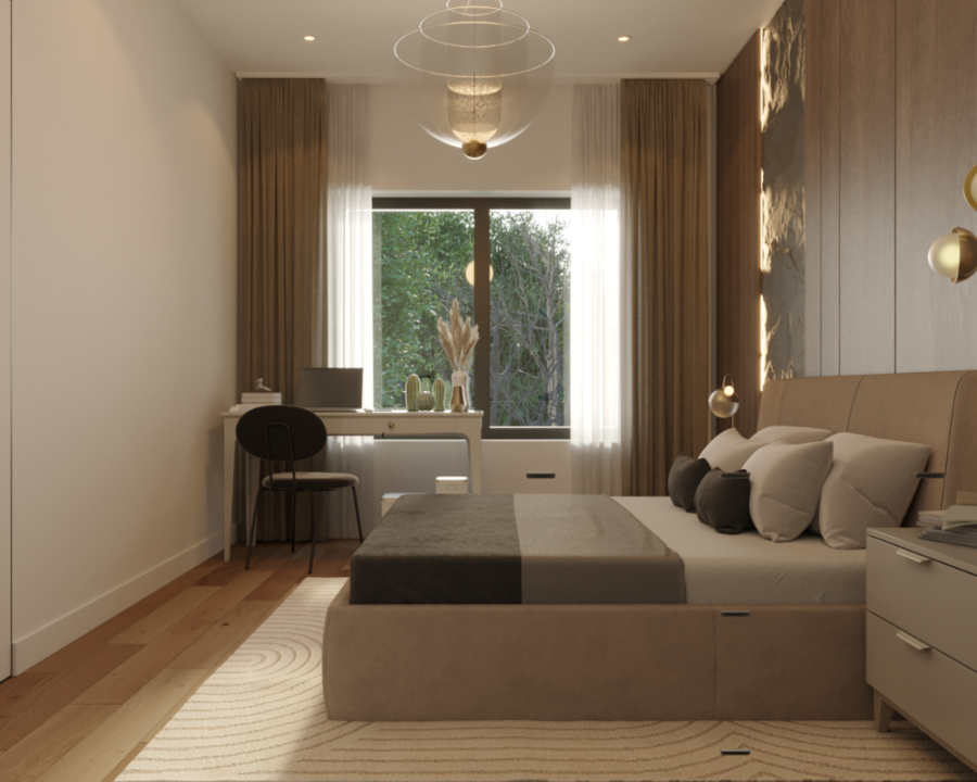 Rendu 3D détaillé du plan de maison Scandinave conçu par les architectes de Pammax Design, montrant l'architecture.