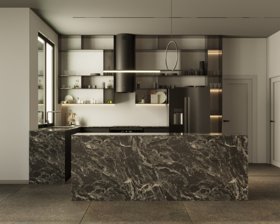 Rendu 3D détaillé du plan de maison Scandinave conçu par les architectes de Pammax Design, montrant l'architecture.