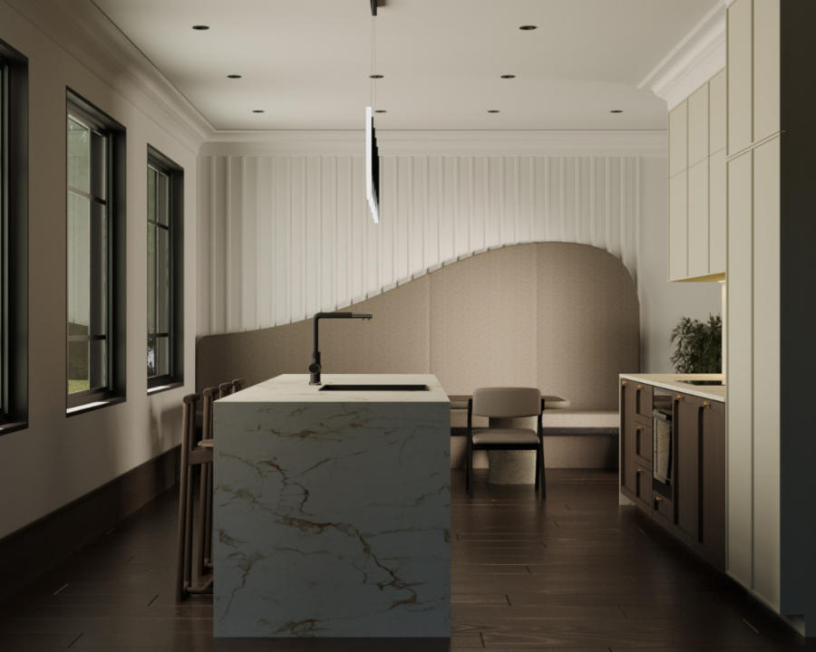 Rendu 3D détaillé du plan de maison conçu par les architectes de Pammax Design, montrant l'architecture.