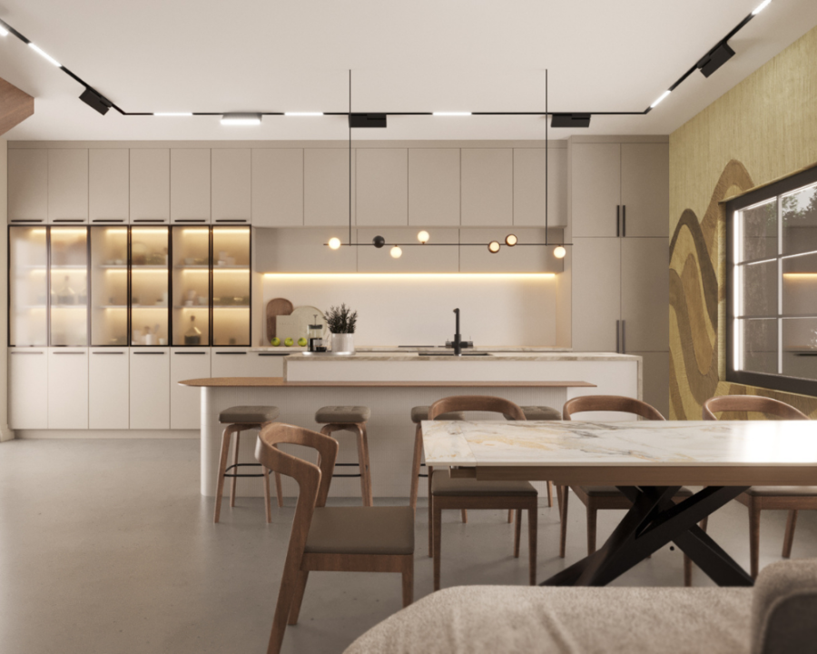 Rendu 3D détaillé du plan de maison moderne et contemporaine conçu par les architectes de Pammax Design, montrant l'architecture.