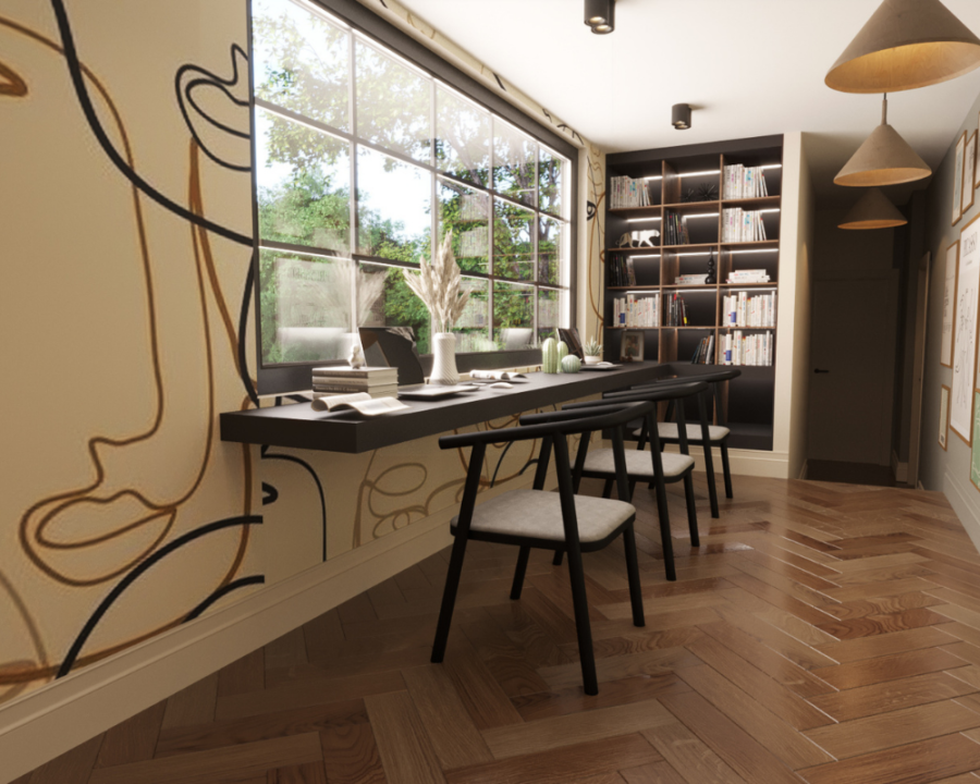 Rendu 3D détaillé du plan de maison moderne et contemporaine conçu par les architectes de Pammax Design, montrant l'architecture.