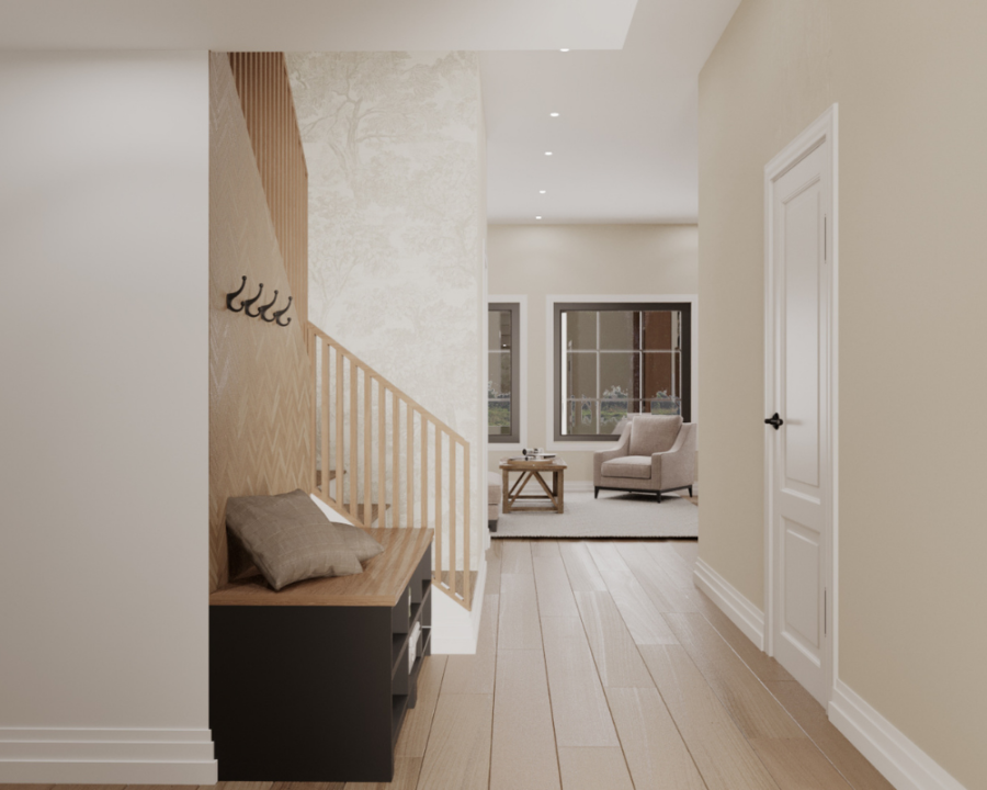 Rendu 3D détaillé du plan de maison Farmhouse conçu par les architectes de Pammax Design, montrant l'architecture.