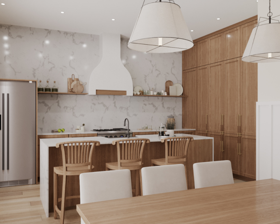 Rendu 3D détaillé du plan de maison Farmhouse conçu par les architectes de Pammax Design, montrant l'architecture.