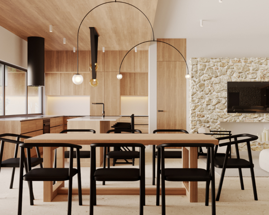 Rendu 3D détaillé du plan de maison d'architecture moderne conçu par les architectes de Pammax Design, montrant l'architecture.