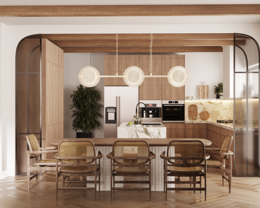 Rendu 3D détaillé du plan de semi-détaché conçu par les architectes de Pammax Design, montrant l'architecture.
