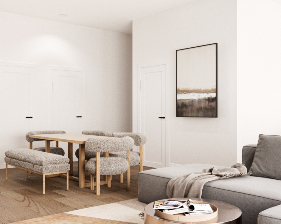 Rendu 3D détaillé du plan de quadruplex conçu par les architectes de Pammax Design, montrant l'architecture.
