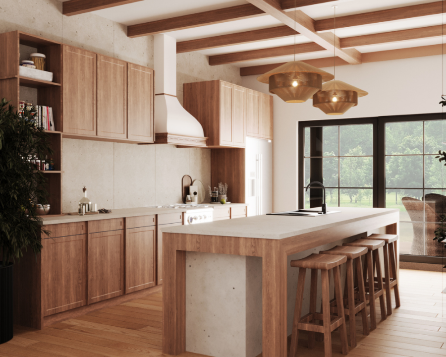 Rendu 3D détaillé du plan de maison conçu par les architectes de Pammax Design, montrant l'architecture.