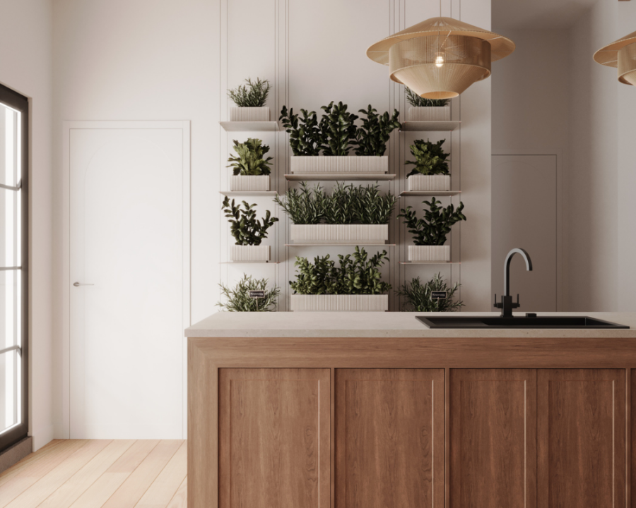 Rendu 3D détaillé du plan de maison conçu par les architectes de Pammax Design, montrant l'architecture.