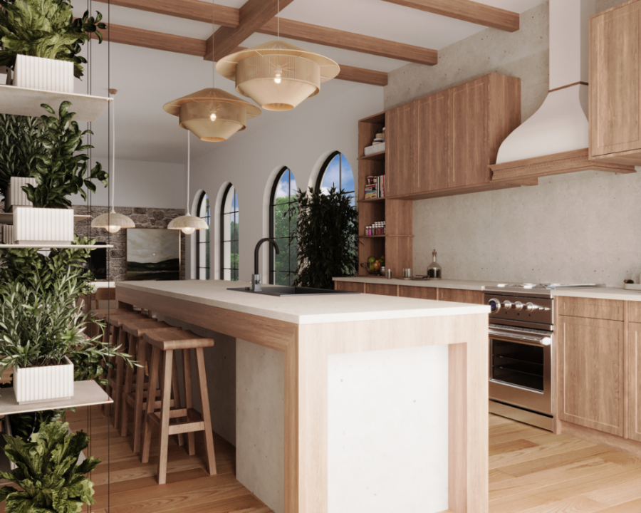 Rendu 3D détaillé du plan de maison conçu par les architectes de Pammax Design, montrant l'architecture.