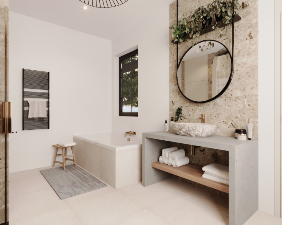 Rendu 3D détaillé du plan de maison conçu par les architectes de Pammax Design, montrant l'architecture.