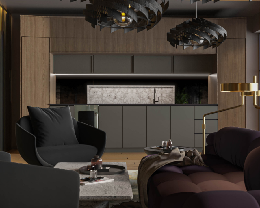 Rendu 3D détaillé des plans de chalet conçus par les architectes de Pammax Design, montrant l'architecture.