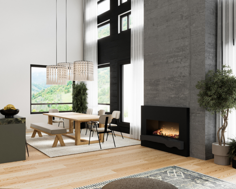 Rendu 3D détaillé du plan de chalet conçu par les architectes de Pammax Design, montrant l'architecture.
