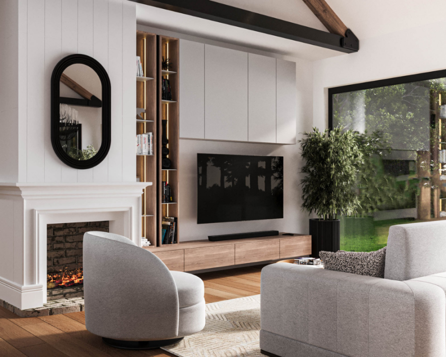 Rendu 3D détaillé du plan de maison Farmhouse conçu par les architectes de Pammax Design, montrant l'architecture.