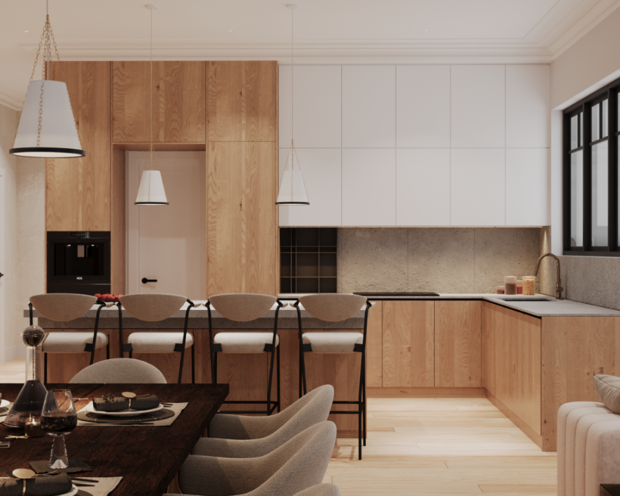 Rendu 3D détaillé du plan de maison unifamiliale conçu par les architectes de Pammax Design, montrant l'architecture.