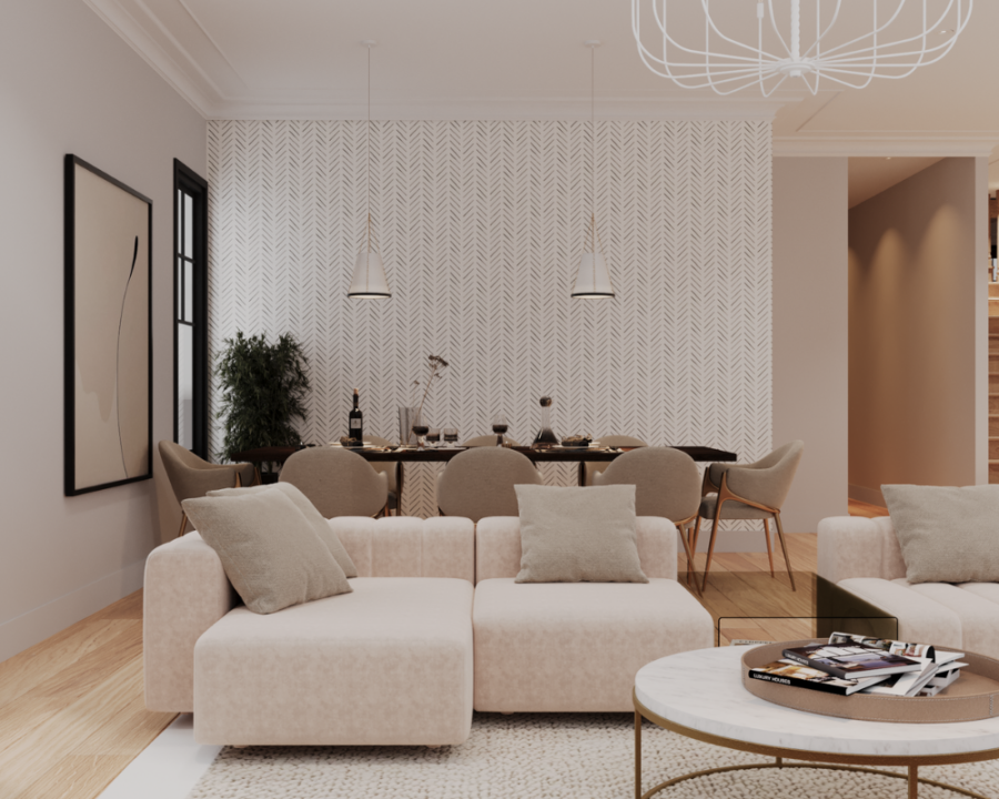 Rendu 3D détaillé du plan de maison unifamiliale conçu par les architectes de Pammax Design, montrant l'architecture.