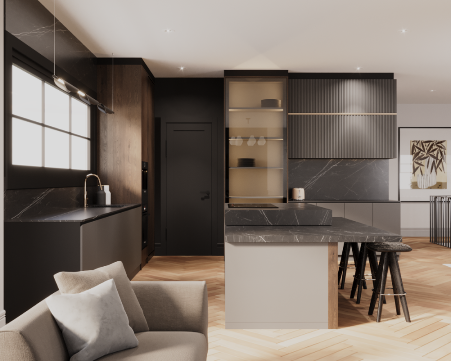 Rendu 3D détaillé du plan de maison Champêtre conçu par les architectes de Pammax Design, montrant l'architecture.